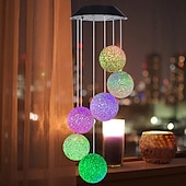 cheap Landscape Lights-Solar Wind Chime Light Outdoor Lights Waterproof Colorful LED Ball Light Outdoor Hanging Lamp Balcony Garden Patio Room Decoration  IP65 LED Solar Garden Light