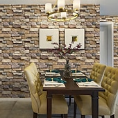 abordables Papel pintado-Fondos de pantalla frescos mural de pared papel tapiz de ladrillo 3d para paredes revestimiento de paredes película adhesiva despegar y pegar vinilo marrón extraíble PVC decoración del hogar