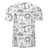 お買い得  アニマルプリントTシャツ-男性用 男女兼用 動物 グラフィック 観賞魚用 Tシャツ 面白いTシャツ 半袖 Tシャツ 3Dプリント クルーネック シャツ デザイナー ベーシック 大きくて背が高い カジュアル 日常 祝日 ホワイト ネービーブルー ブルー 衣類 プラスサイズ S M L XL XXL 3XL