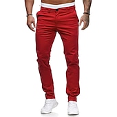 billiga Chinos-Herr Långbyxor Kinesiska Byxor Joggarbyxor Rakt ben Geometri Andningsfunktion Mjuk Ankellång Hem Dagligen Stylish Klassisk Stil Smal Svart Vit Medium Midja Microelastisk