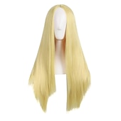 levne Paruky filmových postav-Hnědé paruky pro ženy cosplay kostým paruka syntetická paruka rovná asymetrická paruka dlouhé světle hnědé tmavé #1B blond červené syntetické vlasy 28 palců Halloween paruky