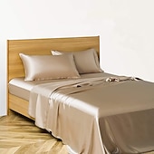 cheap Sheets &amp; Pillowcase-4 Pieces Satin Sheet Sets Hotel Luxury Silky Bed Sheets Soft Premium Satin Sheets Wrinkle &amp; Fade Resistant Bedding Set Sheet Set, Include 1 Deep Pocket Fitted Sheet(12inch),1 Flat Sheet, 2 Pillowcases