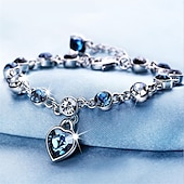 abordables Brazaletes-Mujer Azul Blanco Cadenas y esclavas Tenis pulseras Brazalete Clásico De moda Moda De moda Ocasional / deportivo Coreano Estilo lindo Cobre Pulsera pulsera Plata Para Deporte Regalo Cita Cumpleaños