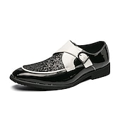 cheap Semi-Formal-Men&#039;s Gold Glitter Dress Shoes – Shiny Formal Buckle Loafers for Parties, Weddings, and Special Events