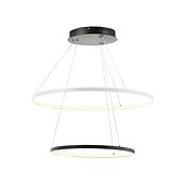 economico Modello a cerchio-Lampada a sospensione a led a 2 luci da 60 cm design cerchio in alluminio finiture verniciate dimmerabile moderna sala da pranzo camera da letto con paralume in acrilico luci regolabili 50w solo dimmerabile con telecomando