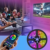 billiga WiFi och musikkontroll-led smart strip lampor 20m rgb musik sync 12v vattentät led strip 2835 smd färgskiftande led ljus med bluetooth controller adapter för sovrum hem tv bakgrundsbelysning DIY decor