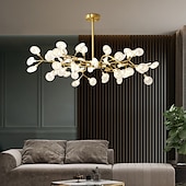 economico Lampadari-ha condotto la luce del pendente 27 36 45 54 teste lampadario firefly ha condotto l&#039;illuminazione a sospensione lampada a soffitto postmoderna lampada a sospensione ramo in oro rosa lampadario a led