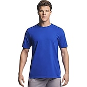 baratos Camisetas masculinas casuais-Homens Camiseta Camisas antiumidade Manga Curta Decote Redondo Todas as Estações Tecido Básico Casual Royal blue 1 Preto Branco Top Tee para Homens