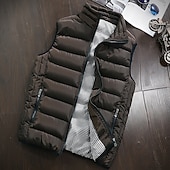 preiswerte Herren Steppweste-Herren Einfarbig Laufwesten Daunenweste Steppweste Frühling Herbst Winter Kariert Vollreißverschluss Innentasche Ärmellos Lässig Athleisure Stehkragen Thermowarm Wasserdicht Winddicht Atmungsaktiv