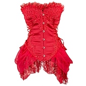 cheap Tops-Vintage Rococo Punk &amp; Gothic Overbust Corset Bustier Bodyshaper Pirate Lace Women&#039;s Fantasy Halloween Carnival Valentine&#039;s Day Party / Evening Prom Adults&#039; Bra Underwear All Seasons