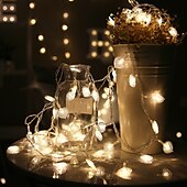 cheap USB String Lights-LED Fairy String Lights Love Heart Shape 3M 20LEDs 1.5M 10LEDs Battery or USB Operation LED String Lights Wedding Holiday Party Family Bedroom Decoration