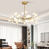 economico Lampadari-ha condotto la luce del pendente 27 36 45 54 teste lampadario firefly ha condotto l&#039;illuminazione a sospensione lampada a soffitto postmoderna lampada a sospensione ramo in oro rosa lampadario a led