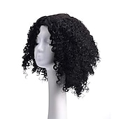economico Parrucche di altissima qualità-parrucche nere per le donne gemily capelli ricci afro corti neri sintetici parrucche bob brasiliane onda pizzicata capelli ricci per le donne