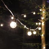 tanie Podłączane do prądu-led g50 bulb lamp waterproof 5m led string light outdoor fairy lamp garden patio wedding christmas cafe decoration ac 110v 220v eu us plug