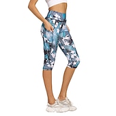 abordables Leggings et collants de yoga-Femmes Pantalon de yoga Poches Latérales Lifting des fesses Contrôle du ventre Taille haute Pilates Entraînement en salle Course Collants Leggings Capri Bas Imprimé Noir + Rose + Vert Noir Blanche