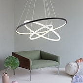 cheap Circle Design-3-Light 80/60/40/20 cm LED Pendant Light Metal Acrylic Ring Circle Design Dimmable Painted Finishes Modern 90W/113W 3-Rings 4-Rings ONLY DIMMABLE WITH REMOTE CONTROL