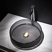abordables Éviers-Lavabo de salle de bain avec robinet chromé, lavabo en verre, lavabo à cylindre, lavabo à main, installation de plan de travail, bassin en verre avec robinet en laiton chromé