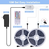 billiga WiFi och musikkontroll-led smart strip lampor 20m rgb musik sync 12v vattentät led strip 2835 smd färgskiftande led ljus med bluetooth controller adapter för sovrum hem tv bakgrundsbelysning DIY decor
