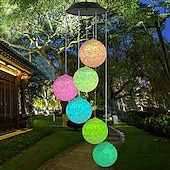 cheap Landscape Lights-Solar Wind Chime Light Outdoor Lights Waterproof Colorful LED Ball Light Outdoor Hanging Lamp Balcony Garden Patio Room Decoration  IP65 LED Solar Garden Light
