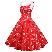 ieftine Rochii-Retro / vintage 1950 Rochie de epoca Rochie leagăn Rochie Flare Note muzicale Pentru femei Carnaval Mascaradă Casul / Zilnic Petrecerea Burlăcițelor Adulți Rochie Rochii de acasă