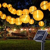 cheap Solar String Lights-Solar LED Lantern String Lights – Waterproof Outdoor String Fairy Lights 1.5M to 3M, Christmas Window Decoration Warm White Bulbs for Outdoor Garden, Party, and Patio Decor