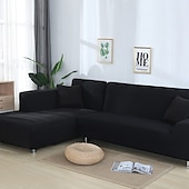 abordables Housse de canapé-housse de canapé extensible bordeaux housse élastique canapé sectionnel fauteuil causeuse 4 ou 4 ou 3 places forme L gris solide doux durable lavable