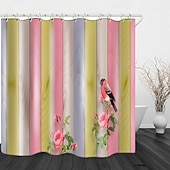 economico Tende doccia-Tenda da doccia con ganci per bagno 180cm*180cm (70&quot;*70&quot;) decorazione bagno in stile rustico fattoria porta vintage poliestere impermeabile set di 12 ganci in plastica