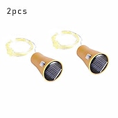 economico Striscie luci ad energia solare-solare bottiglia di vino luci della stringa decorazione di cerimonia nuziale all&#039;aperto 2 m 20 led lucine con sughero impermeabile luce di natale rame ghirlanda patio giardino luci della stringa 10