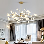 economico Lampadari-ha condotto la luce del pendente 27 36 45 54 teste lampadario firefly ha condotto l&#039;illuminazione a sospensione lampada a soffitto postmoderna lampada a sospensione ramo in oro rosa lampadario a led