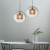 abordables Éclairages pour îlot-1 lumière 20 cm led suspension design unique verre lanterne galvanoplastie rétro style industriel salle à manger salon lumière 110-120/220-240v