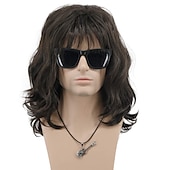 tanie Peruki męskie-cefal peruka syntetyczna peruka fala schludny bang peruka średniej długości brązowe blond włosy syntetyczne męskie na imprezę cosplay peruka (tylko peruka)