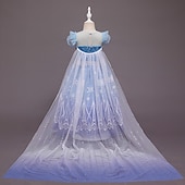 baratos Fantasias para meninas-conjunto com vestido de tule princesa capa com capuz capa elsa coroa luvas varinha colar brincos meninas roupas congeladas vestido de menina flor filme cosplay fantasia cosplay festa de carnaval dia