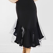 abordables Tenues de danse latine-Jupes de danse latine à volants jupe en soie de glace en spandex naturel pour femmes