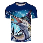 お買い得  アニマルプリントTシャツ-男性用 男女兼用 動物 グラフィック 観賞魚用 Tシャツ 面白いTシャツ 半袖 Tシャツ 3Dプリント クルーネック シャツ デザイナー ベーシック 大きくて背が高い カジュアル 日常 祝日 ホワイト ネービーブルー ブルー 衣類 プラスサイズ S M L XL XXL 3XL