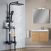 cheap Shower Faucets-Shower Faucet / Shower System / Rainfall Shower Head System Set - Handshower Included LED Rainfall Shower Contemporary Electroplated / Painted Finishes Mount Outside Ceramic Valve Bath Shower Mixer