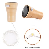 economico Striscie luci ad energia solare-luce solare esterna della stringa ha condotto la luce solare del giardino 2m 20led bottiglia di vino ad energia solare a forma di sughero stringa di filo di rame principale luce esterna festival