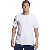 baratos Camisetas masculinas casuais-Homens Camiseta Camisas antiumidade Manga Curta Decote Redondo Todas as Estações Tecido Básico Casual Royal blue 1 Preto Branco Top Tee para Homens