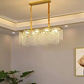 cheap Chandeliers-LED Pendant Light Crystal Modern Gold 95 cm Lantern Desgin Chandelier Stainless Steel Electroplated 110-120V 220-240V