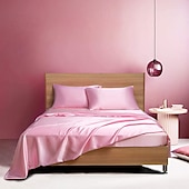 cheap Sheets &amp; Pillowcase-4 Pieces Satin Sheet Sets Hotel Luxury Silky Bed Sheets Soft Premium Satin Sheets Wrinkle &amp; Fade Resistant Bedding Set Sheet Set, Include 1 Deep Pocket Fitted Sheet(12inch),1 Flat Sheet, 2 Pillowcases