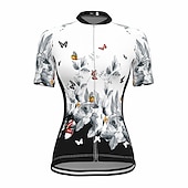 お買い得  ウィメンズジャージ-女性用 サイクリングジャージー バタフライ 花 植物 フラワー 半袖 バイク ジャージー トップス 3つのリアポケット付き マウンテンサイクリング ロードバイク 速乾性 ソフト 反射性ストリップ 後ポケット スポーツ ホワイト レッド ブルー 衣類