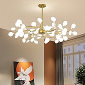 economico Lampadari-ha condotto la luce del pendente 27 36 45 54 teste lampadario firefly ha condotto l&#039;illuminazione a sospensione lampada a soffitto postmoderna lampada a sospensione ramo in oro rosa lampadario a led