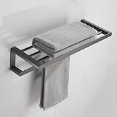 economico Set di accessori da bagno-set di accessori per il bagno, ferramenta per il bagno spazio alluminio parete grigio pistola portasciugamani / mensola angolare / porta accappatoio / porta carta igienica / portasciugamani / porta