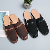 economico Sandali eleganti-Mocassini slip-on da uomo in similpelle e pelle scamosciata marroni – eleganti scarpe casual slip-on con fibbia per l&#039;uso quotidiano, il lavoro e le occasioni informali