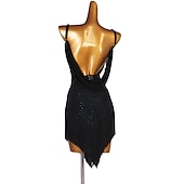 abordables Tenues de danse latine-danse salsa danse latine robe cristaux / strass femme performance sans manches spandex