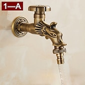 economico Rubinetti per lavandino bagno-rubinetto per lavatrice di lusso in stile retrò con estremità filettata, rubinetto per lavabo monocomando monoforo in ottone antico nero bronzo lucidato ad olio, rubinetto esterno con valvola in