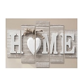 abordables Impresiones de Frases y Palabras-5 paneles de arte de pared, impresiones en lienzo, carteles, pintura, obra de arte, amor, hogar, carta, corazón, grano de madera, decoración moderna para el hogar, lienzo enrollado, sin marco, sin