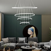 cheap Circle Design-3-Light 80/60/40/20 cm LED Pendant Light Metal Acrylic Ring Circle Design Dimmable Painted Finishes Modern 90W/113W 3-Rings 4-Rings ONLY DIMMABLE WITH REMOTE CONTROL