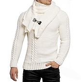economico Maglioni Cardigan da uomo-Per uomo Felpa Cardigan Maglione a collo alto Maglia Pulsante Lavorato a maglia Tinta unica A collo alto Moda Stile vintage Abbigliamento Autunno Inverno Nero Bianco S M L