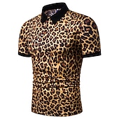 abordables Polo imprimé pour homme-Homme Chemise de tennis POLO Casual du quotidien Col Col Classique Manche Courte simple Léopard Standard Blanche Bleu Marron Chemise de tennis