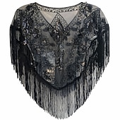 voordelige Sjaals &amp; Wikkels-Elegant Vintage Klassiek Flapper sjaals The Great Gatsby Vriendelijke vrouw Bruiloftsgast Pailletten Kwastje kralen Lovertje Kwastje Kostuum Dames Schoolfeest Avond Feest Feest Volwassenen Sjaal